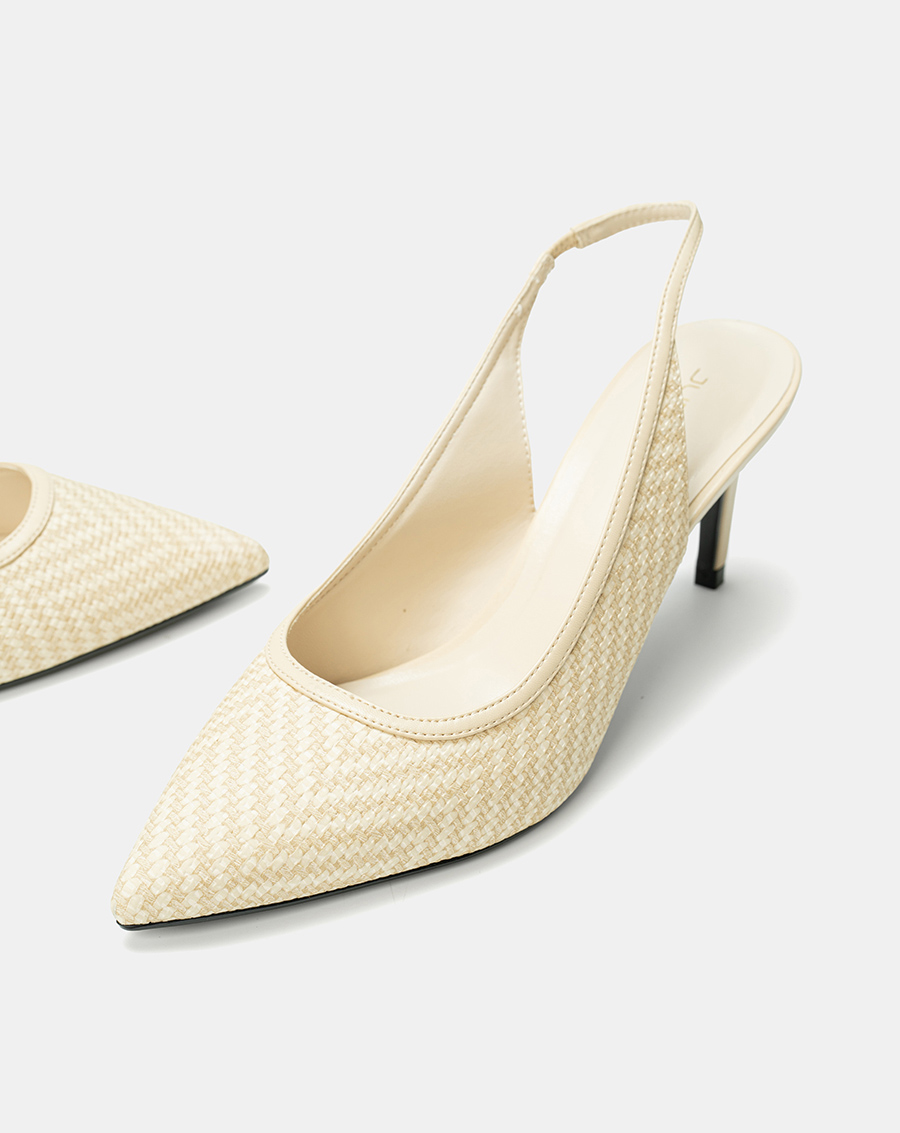 Giày Cao Gót Slingback Phối Chất Liệu Đan - Image 5
