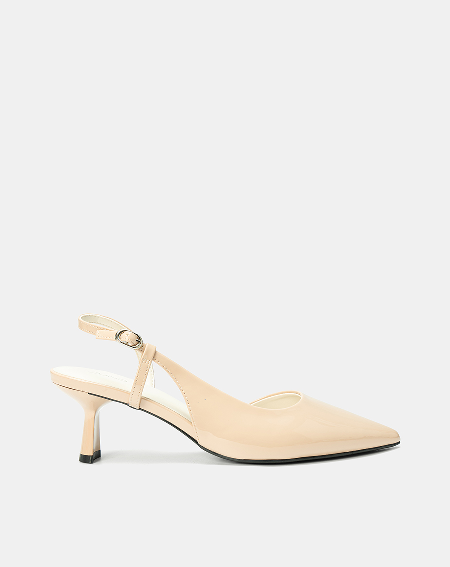 Giày Cao Gót Slingback Phối Liệu Bóng - Image 1