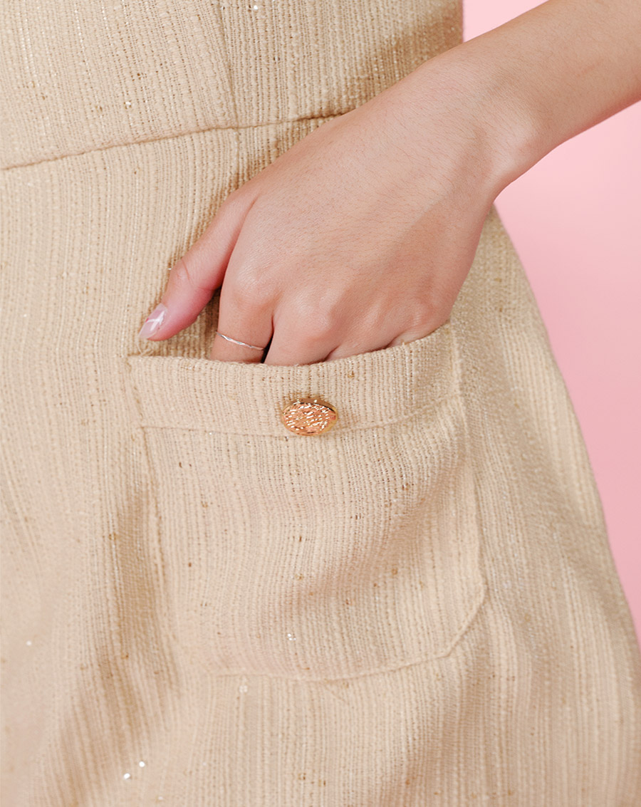 Đầm mini vải tweed phối túi - Image 4