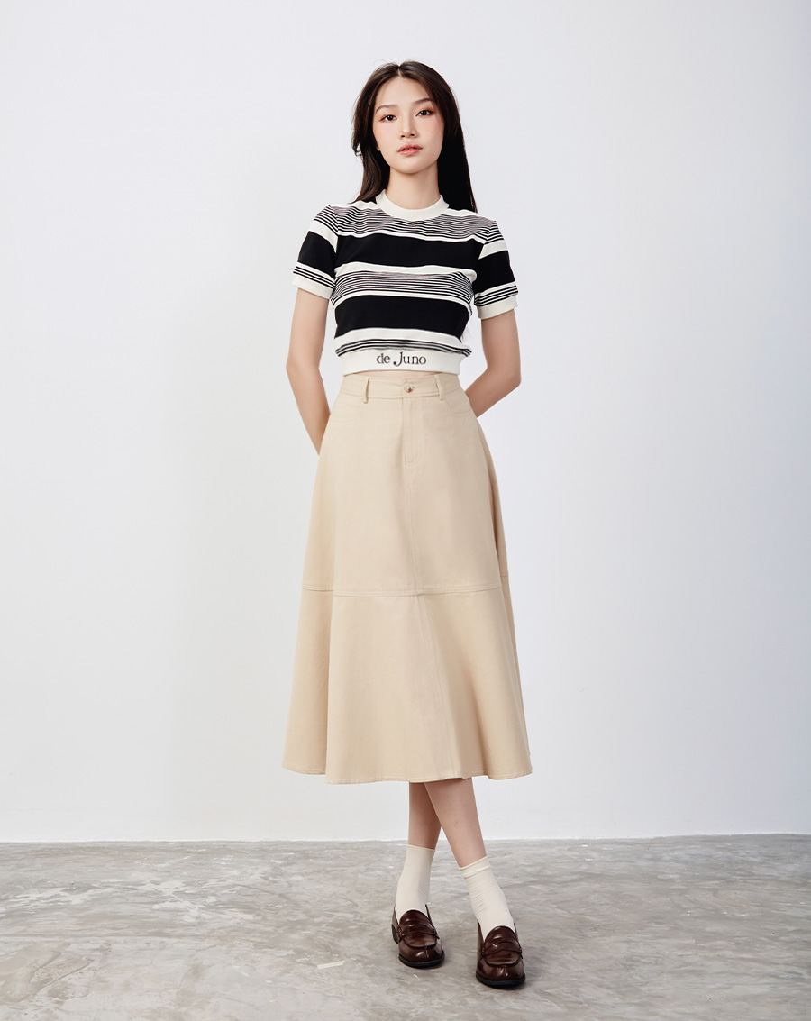 Váy midi diễu chỉ nổi - Image 1
