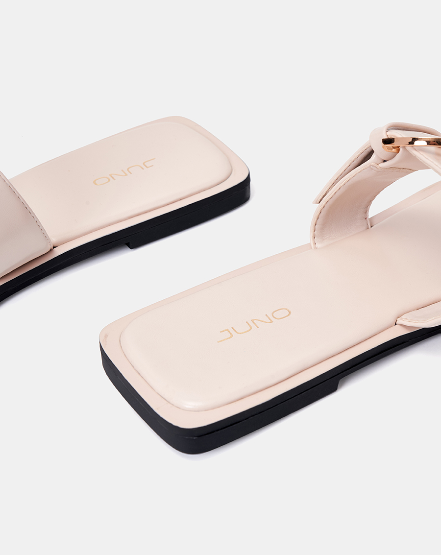 Giày Sandal Bệt Quai Ngang Phối Khóa Trang Trí - Image 4