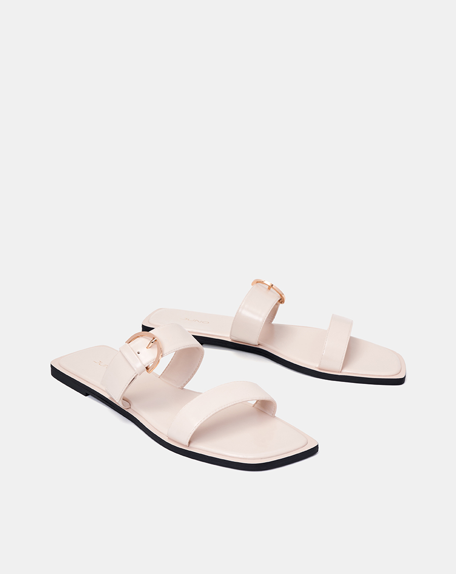 Giày Sandal Bệt Quai Ngang Phối Khóa Trang Trí - Image 7