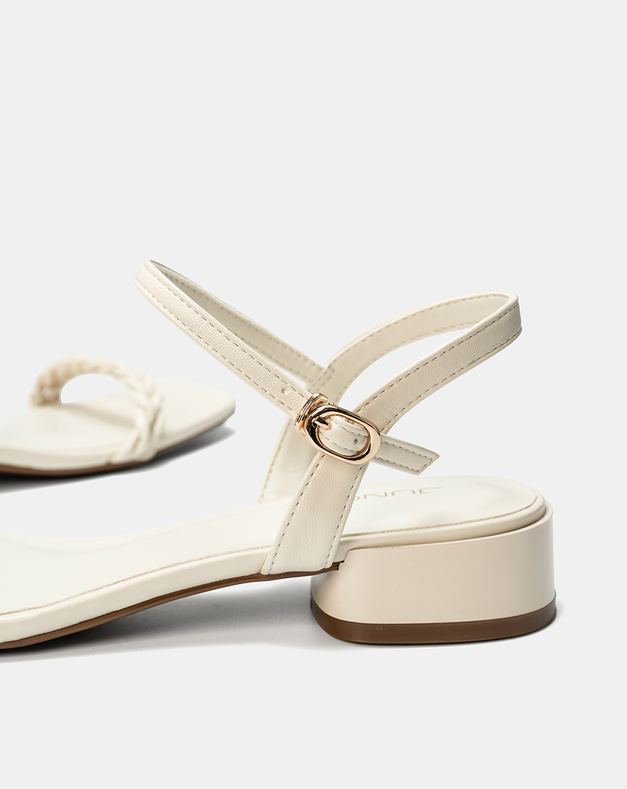 Giày Sandal Gót Thấp Phối Hai Quai Xoắn - Image 4