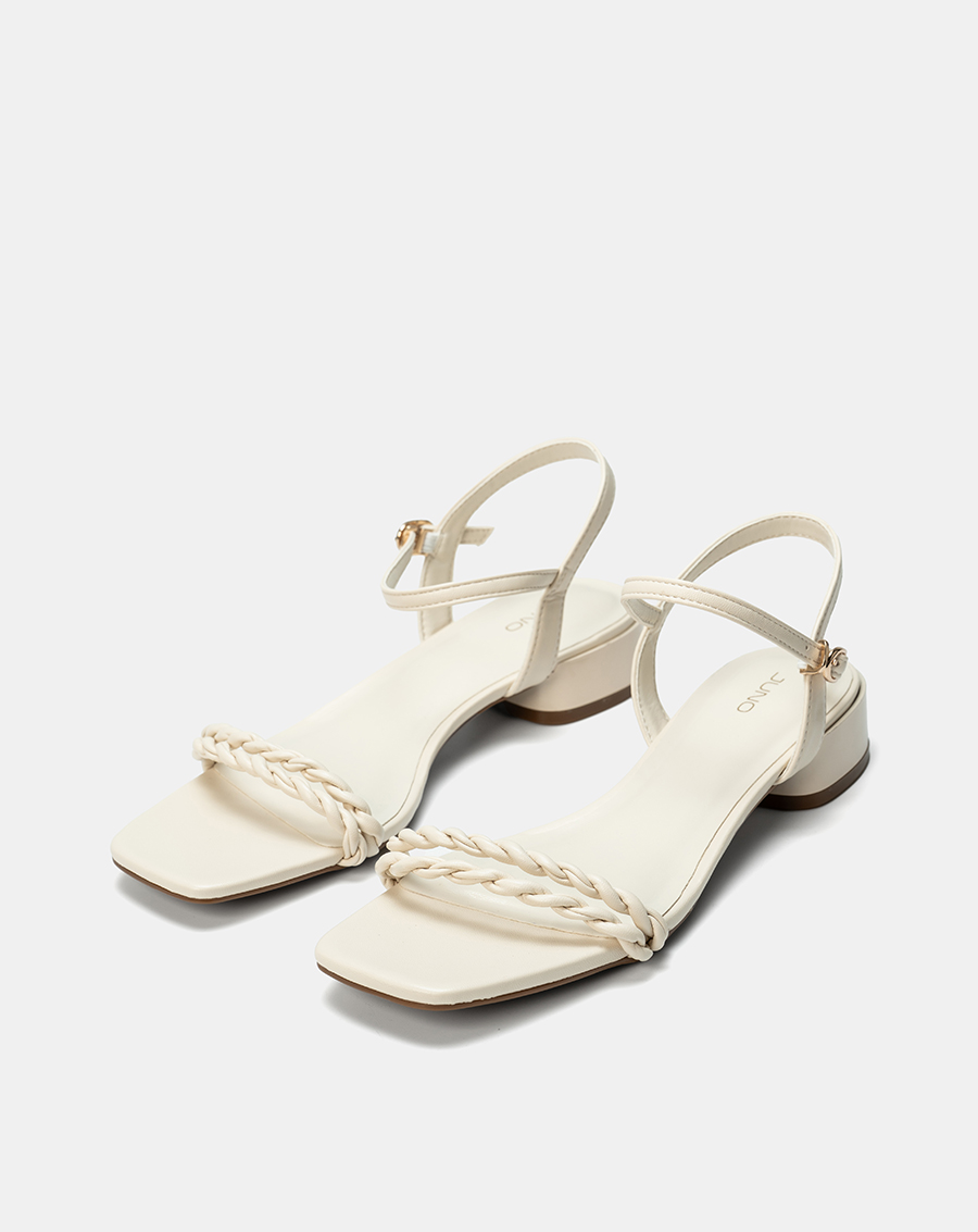 Giày Sandal Gót Thấp Phối Hai Quai Xoắn - Image 5