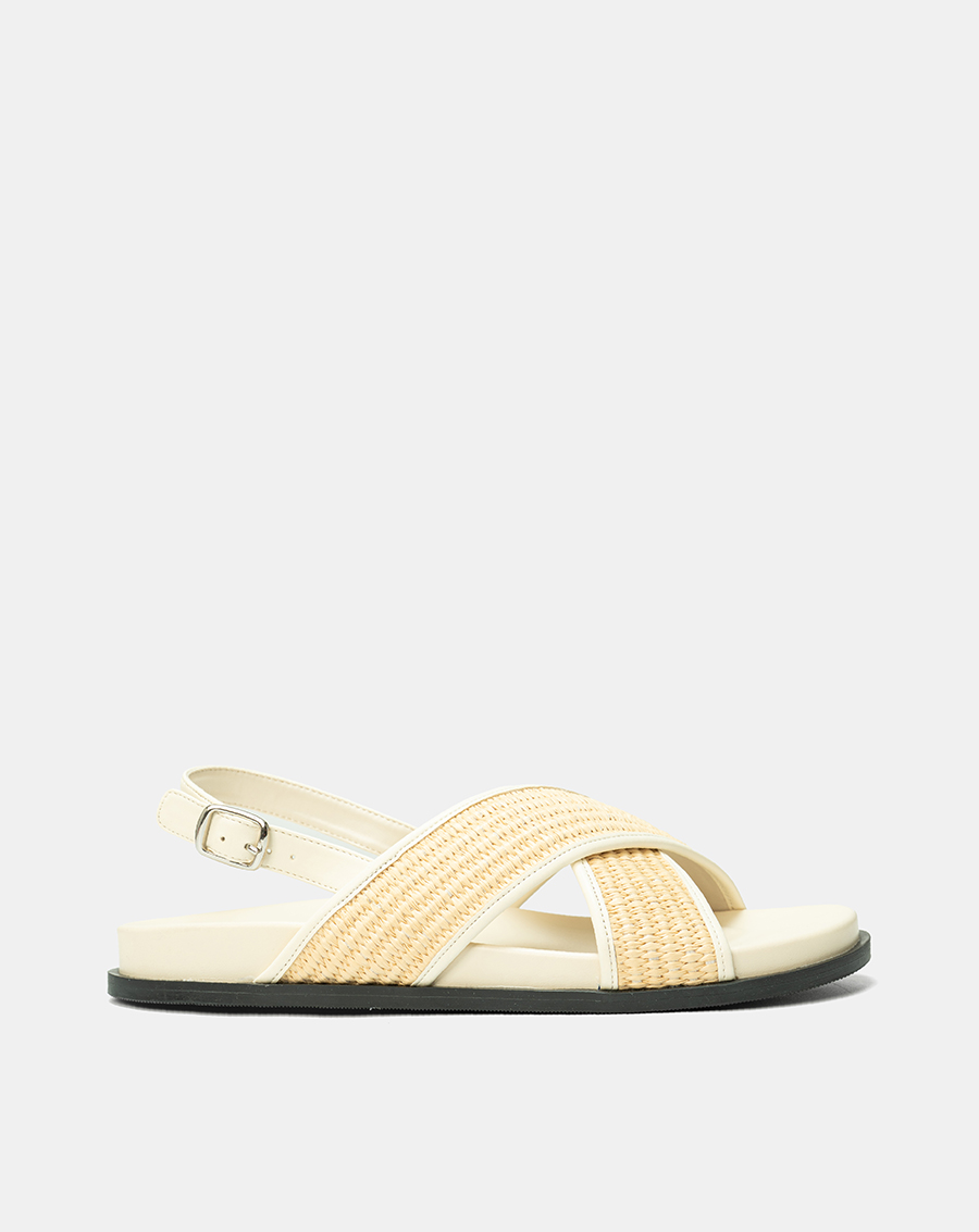 Giày Sandal Quai Chéo Phối Liệu Đan Lát - Image 1