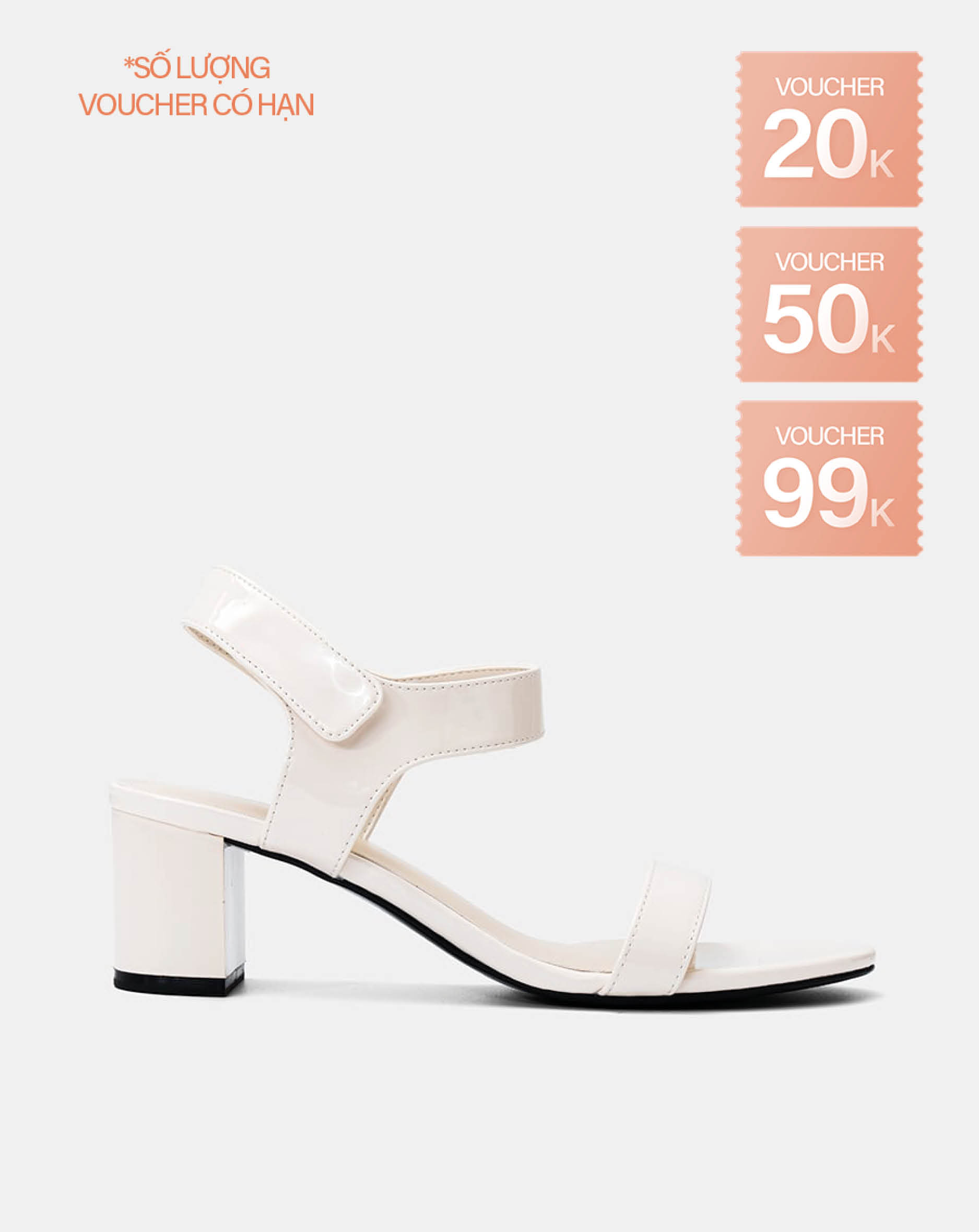 Giày Sandal Gót Trụ Quai Ngang Basic