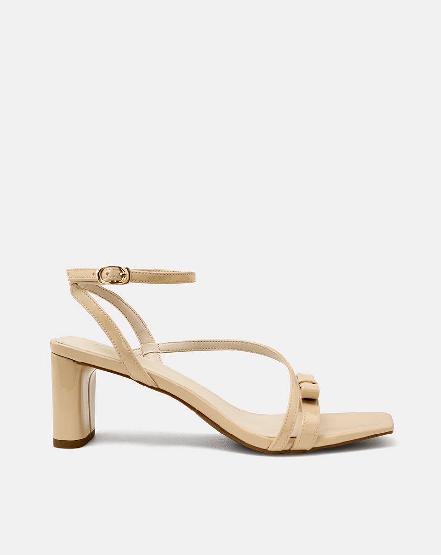 Giày Sandal Gót Vuông Quai Mảnh Phối Nơ Quai Cổ Chân - Image 1