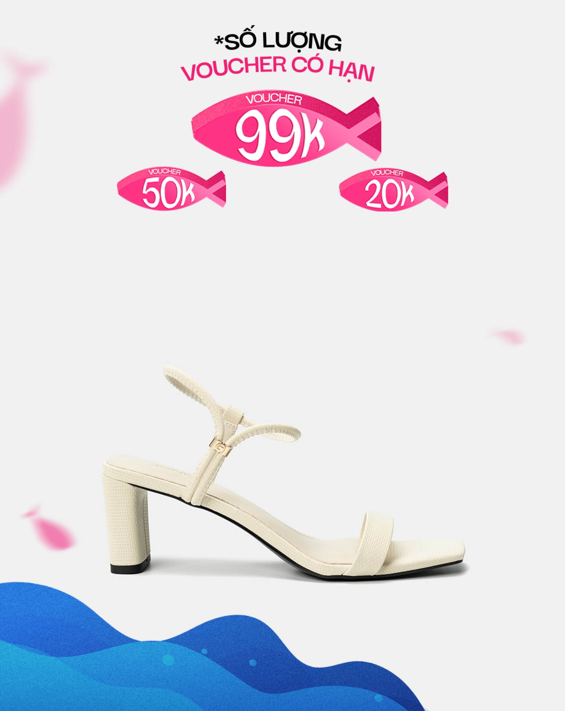 Giày Sandal Gót Cao Quai Ngang