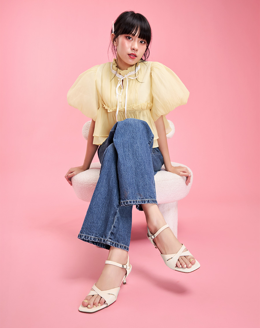 Giày Sandal Gót Nhọn Đắp Quai Chéo - Image 3