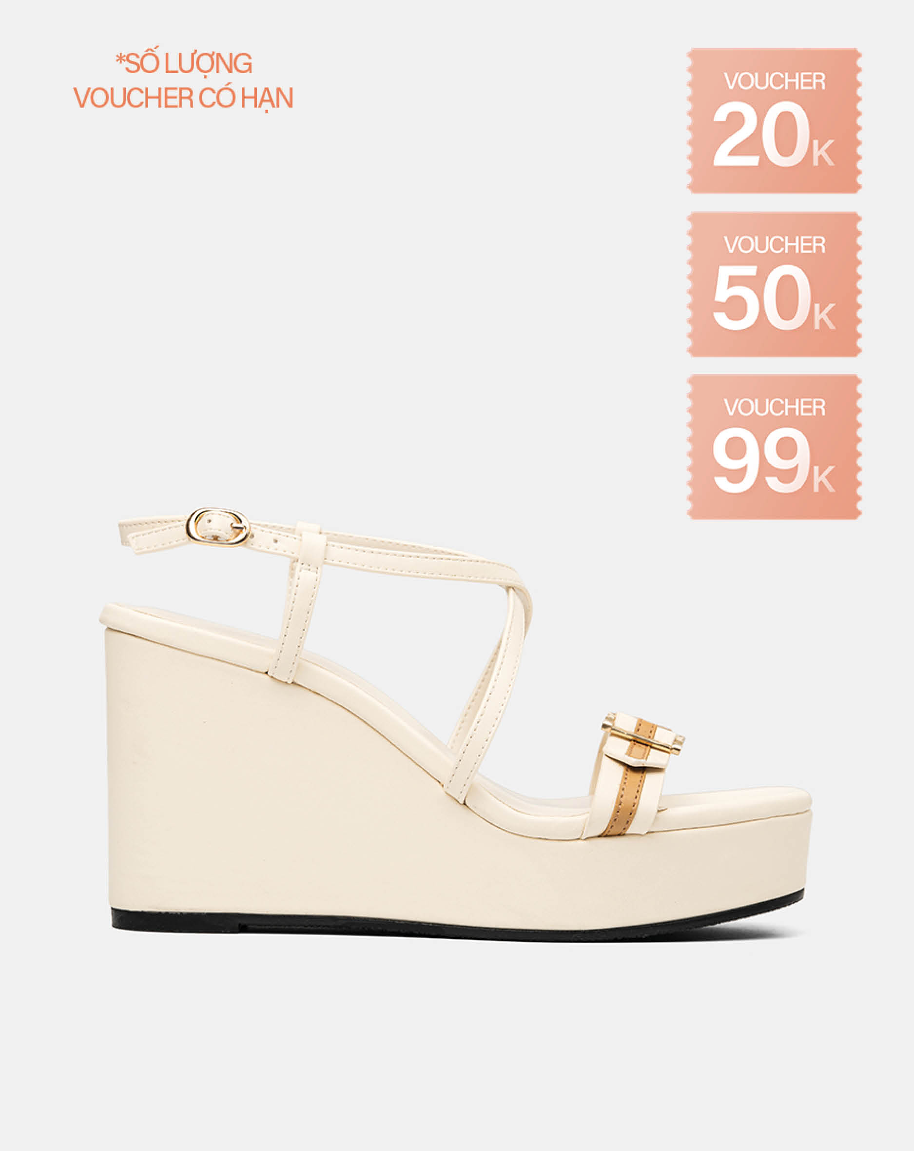 Giày Sandal Đế Xuồng Quai Sọc