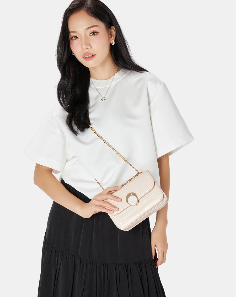 Túi Xách Nhỏ Đeo Chéo Khoá Trang Trí Tròn - Image 3