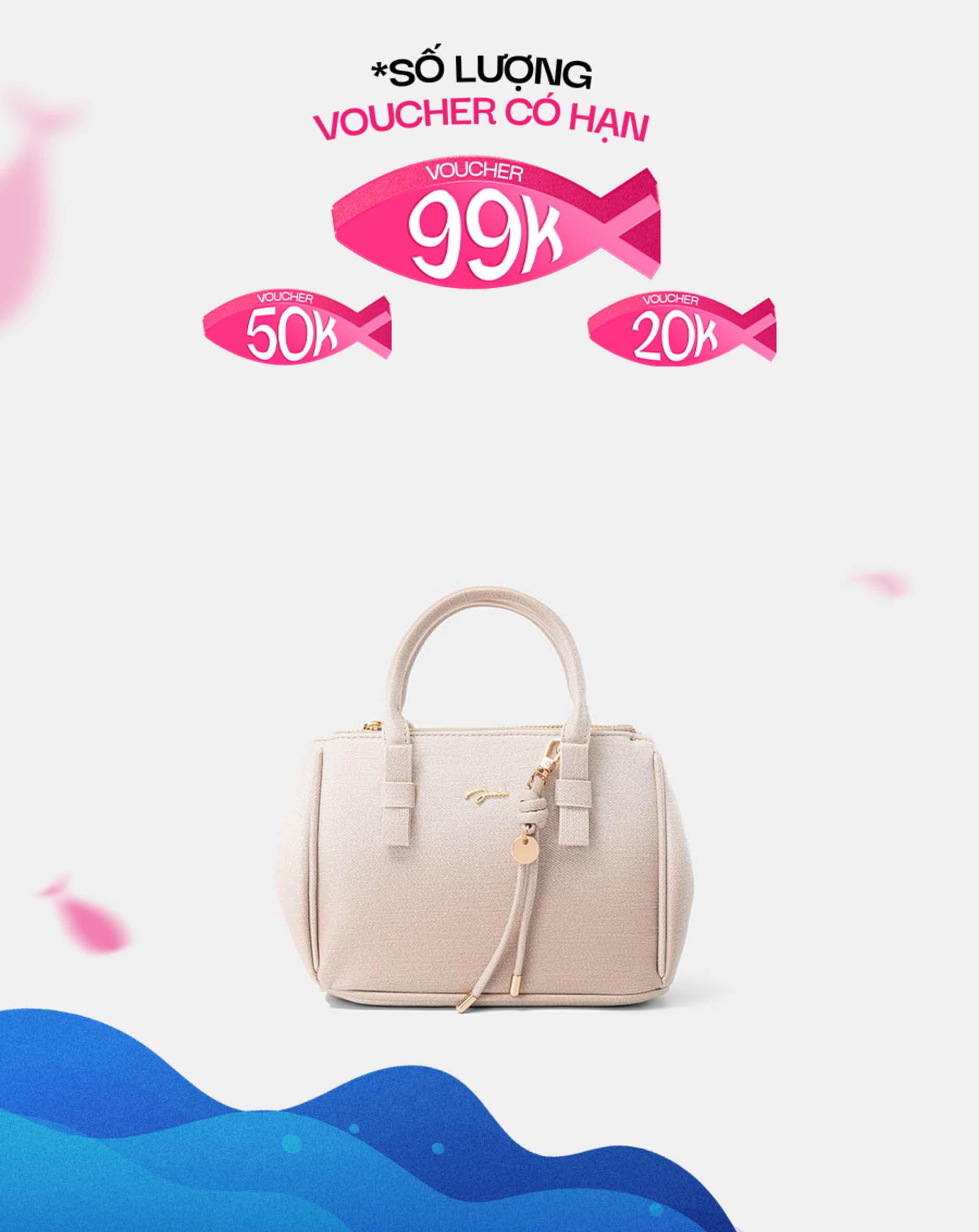 Túi Xách Nhỏ Tay Cầm Nơ Phối Charm