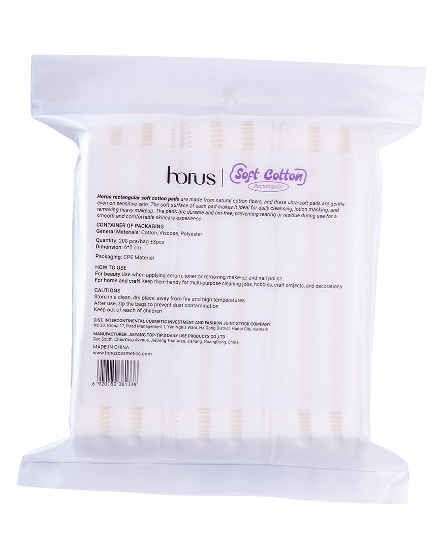 Bông Tẩy Trang Horus Cao Cấp Rectangular Soft Cotton Pad 200 Miếng - Image 2