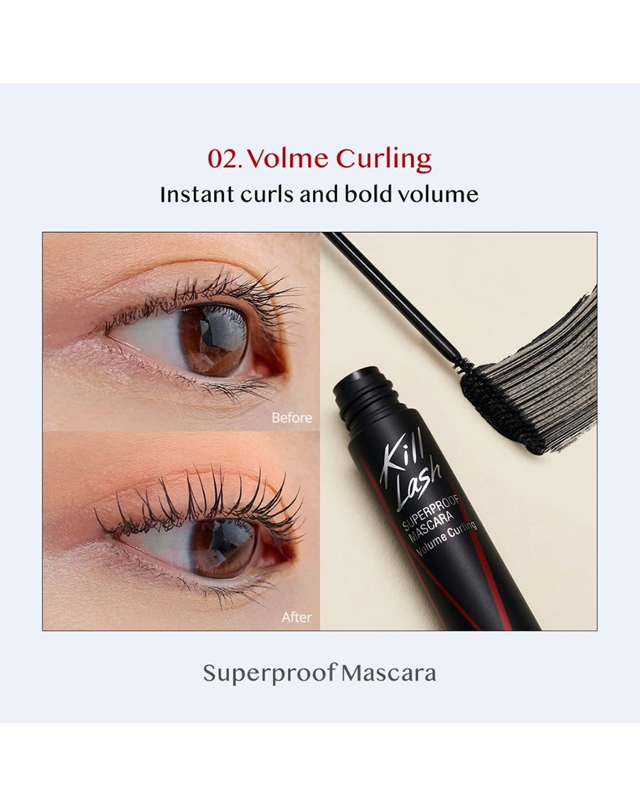Mascara Clio Kill Lash Superproof Mascara Dày Và Cong Mi - 02 Volume Curling - Image 4