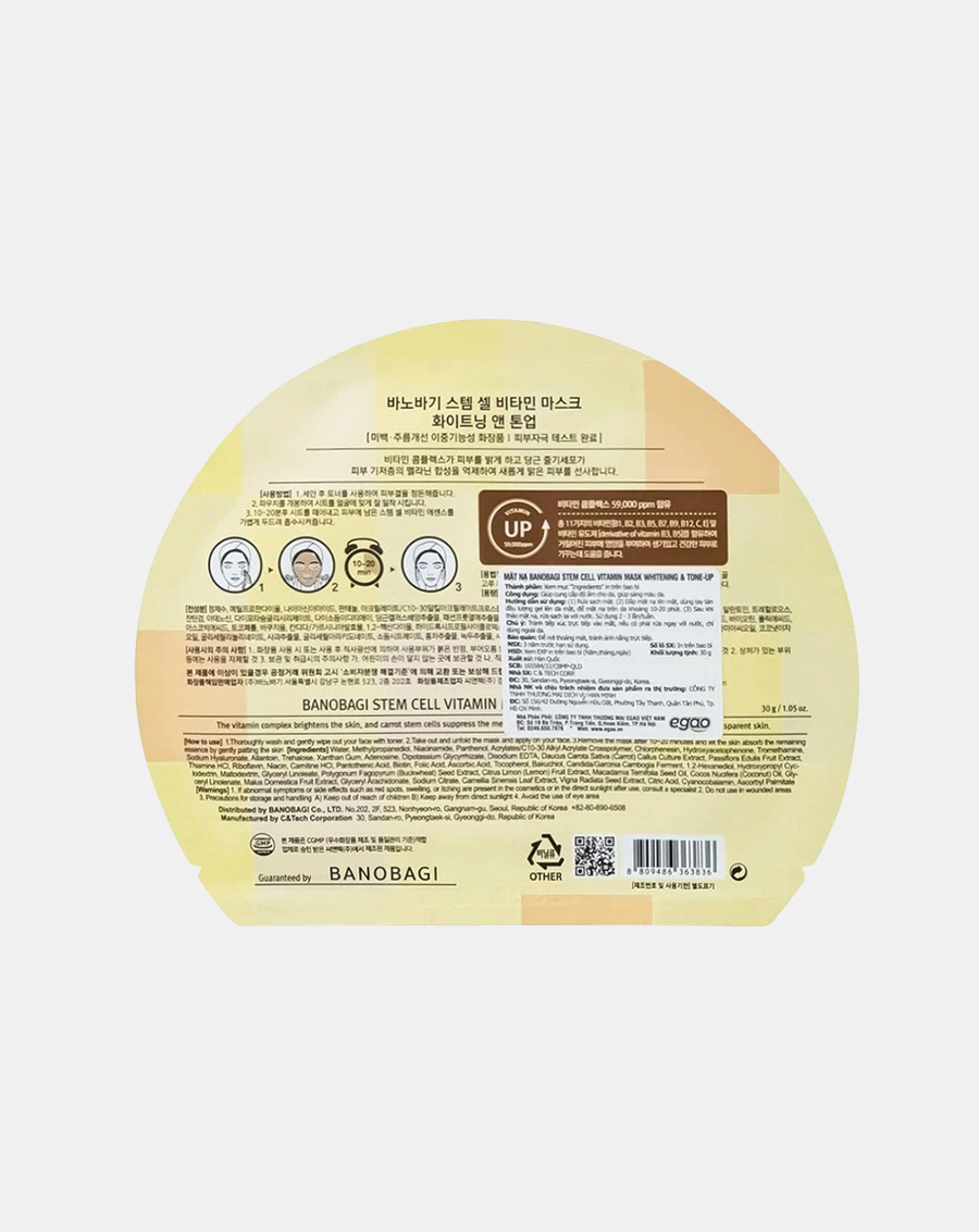 Mặt nạ Banobagi Stem Cell Vitamin Mask Whitening & Tone-Up - Image 2