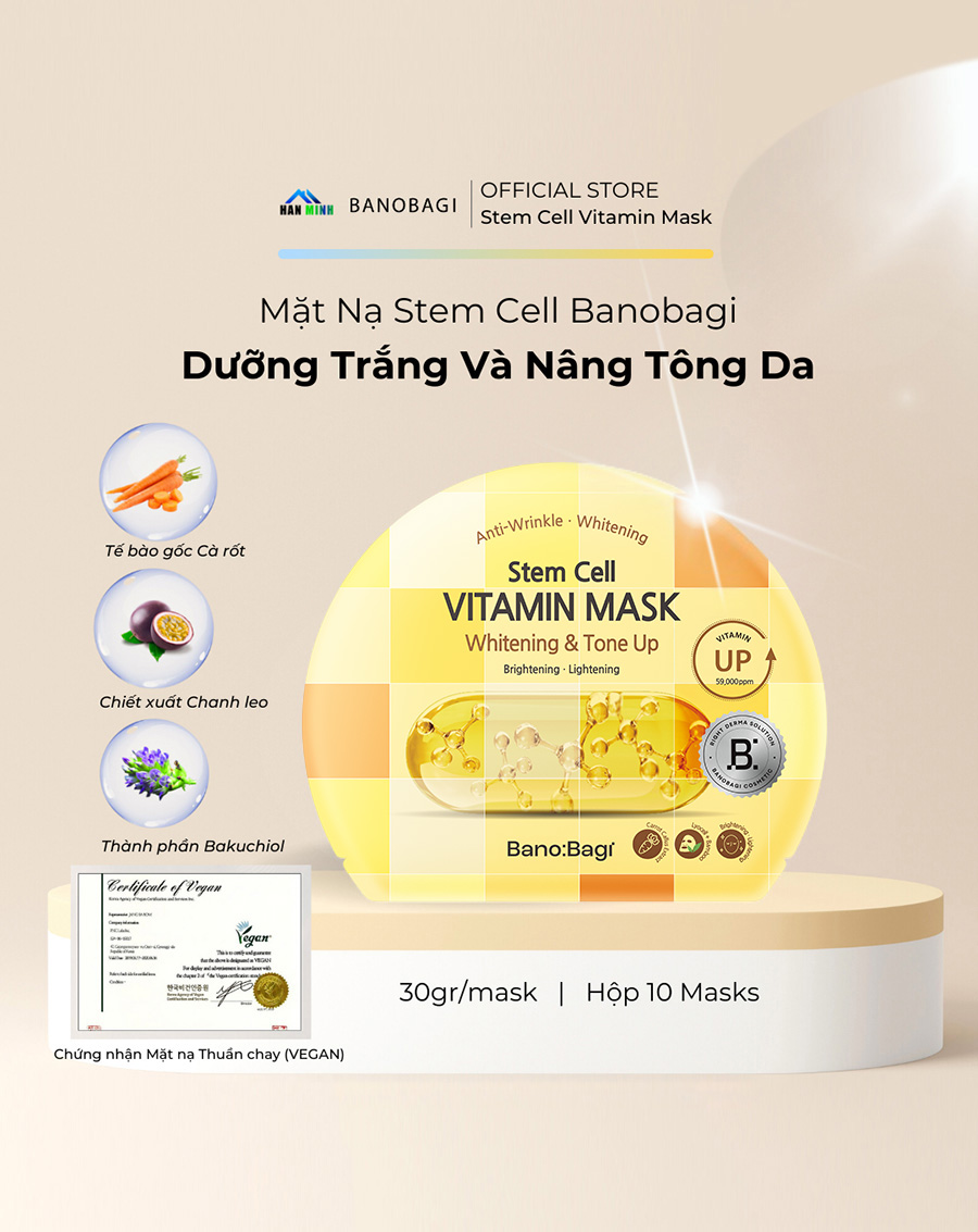 Mặt nạ Banobagi Stem Cell Vitamin Mask Whitening & Tone-Up - Image 3