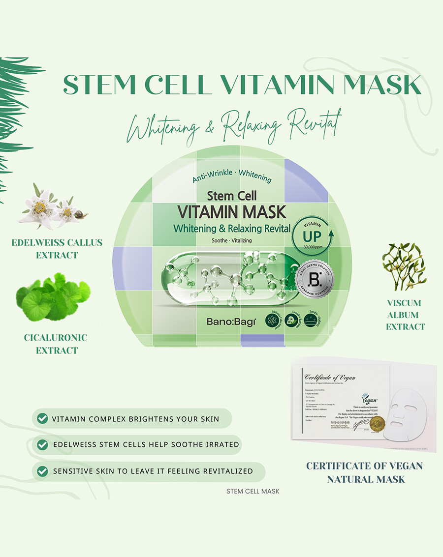 Combo 5 Mặt nạ Banobagi Stem Cell Vitamin Mask – Whitening & Relaxing Revital - Image 4