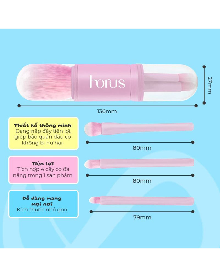Set Cọ Trang Điểm Mini Horus Mini Brush Set - Image 5