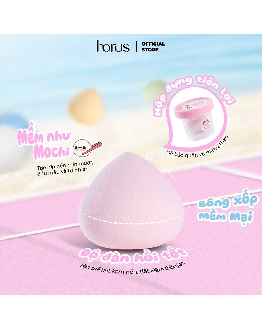Bông Mút Trang Điểm Horus Mochi Fluffy Sponge - Peach - Image 4