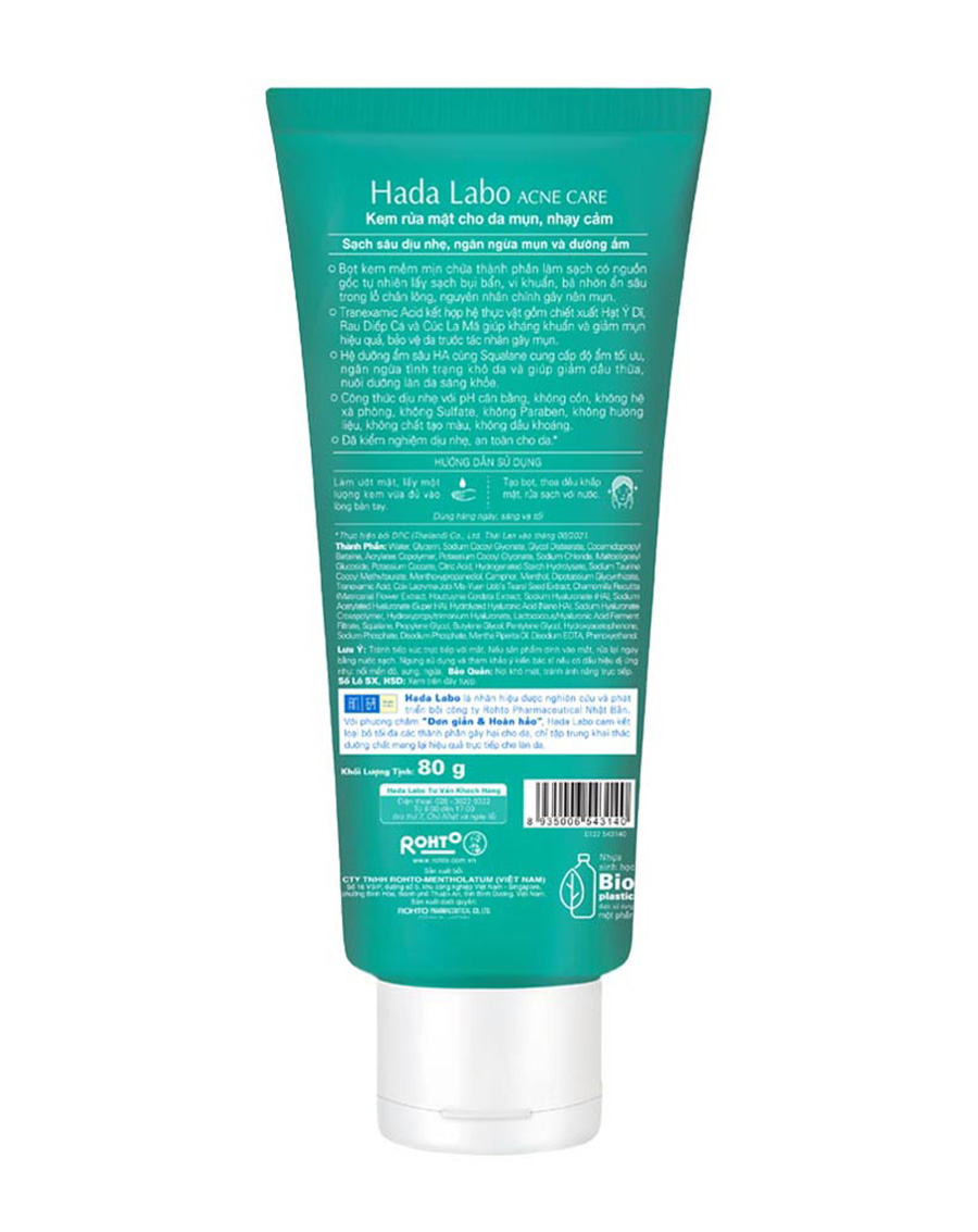 Kem Rửa Mặt Sạch Sâu Và Ngăn Ngừa Mụn Hadalabo Acne Care Calming Cleanser 80g - Image 4
