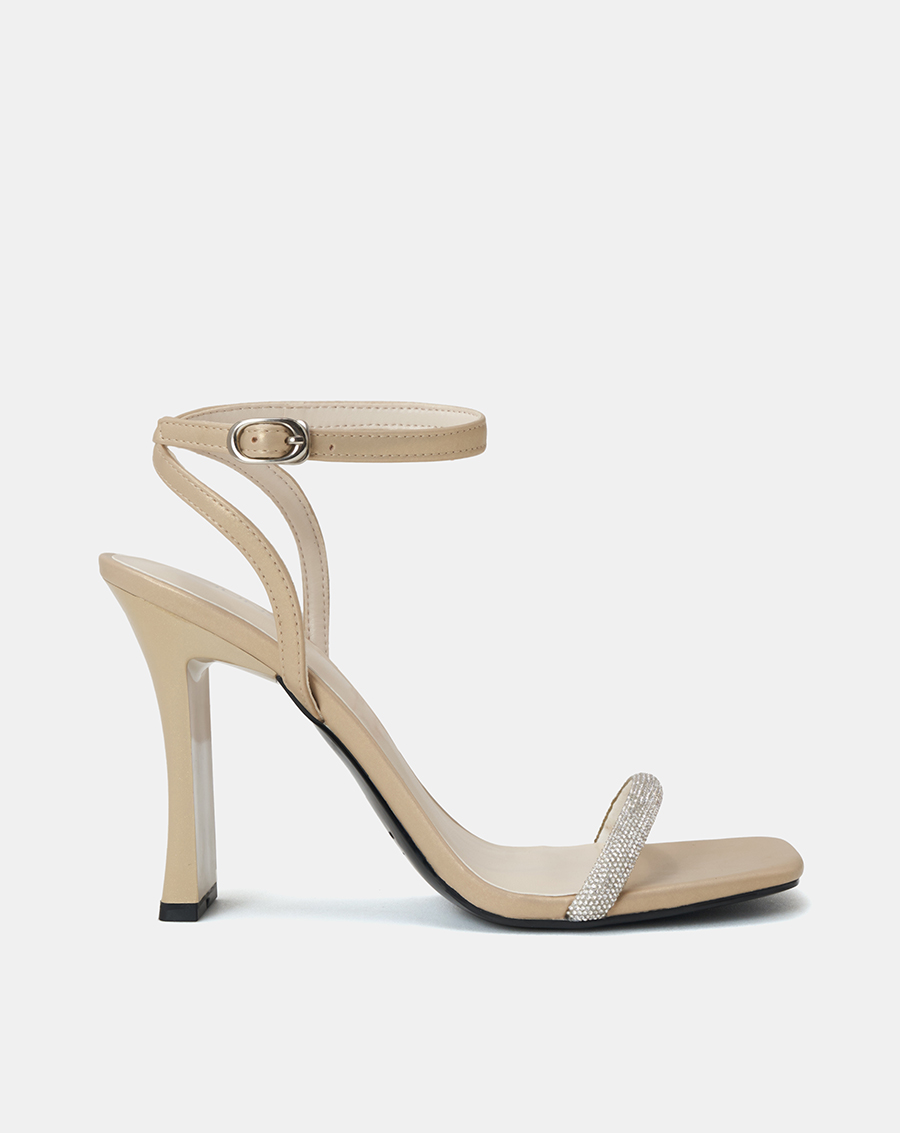 Giày Sandal Gót Thanh Phối Dây Kim Tuyến - Image 1