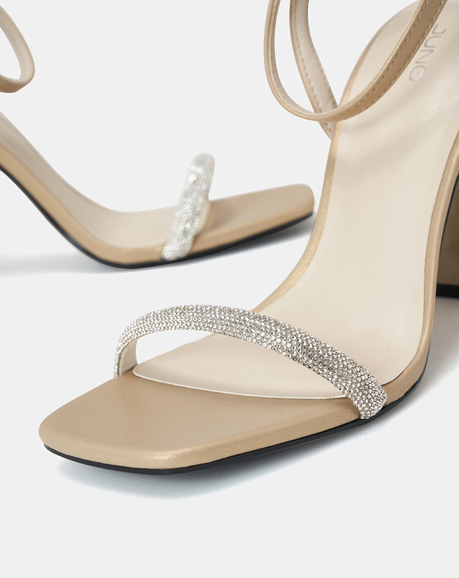 Giày Sandal Gót Thanh Phối Dây Kim Tuyến - Image 4