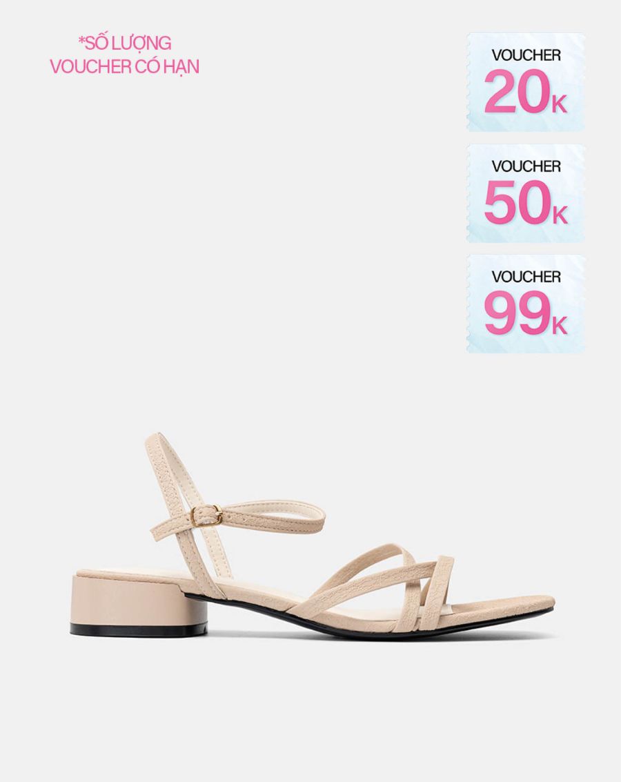 Giày Sandal Gót Thấp Quai Chéo