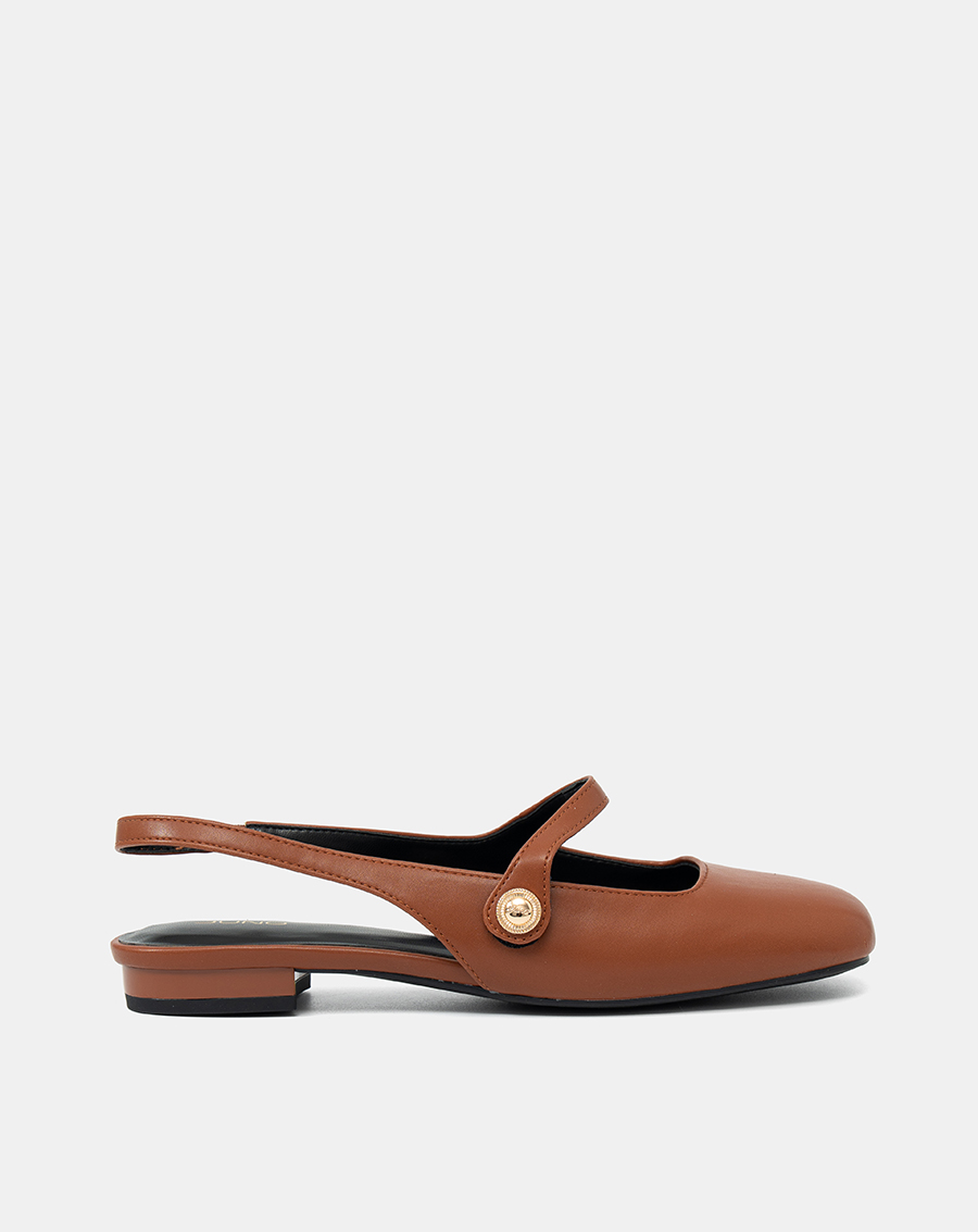 Giày Búp Bê Slingback Mũi Tròn