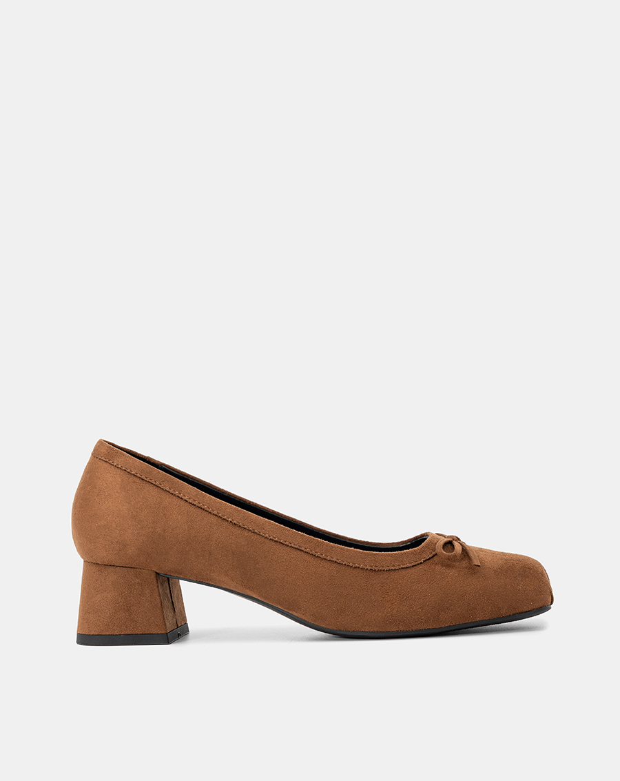 Giày Cao Gót Mũi Vuông Phối Nơ - Image 1