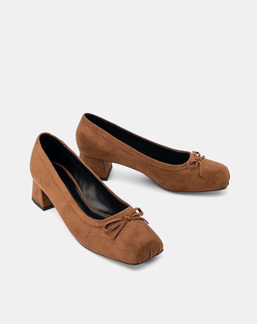 Giày Cao Gót Mũi Vuông Phối Nơ - Image 7