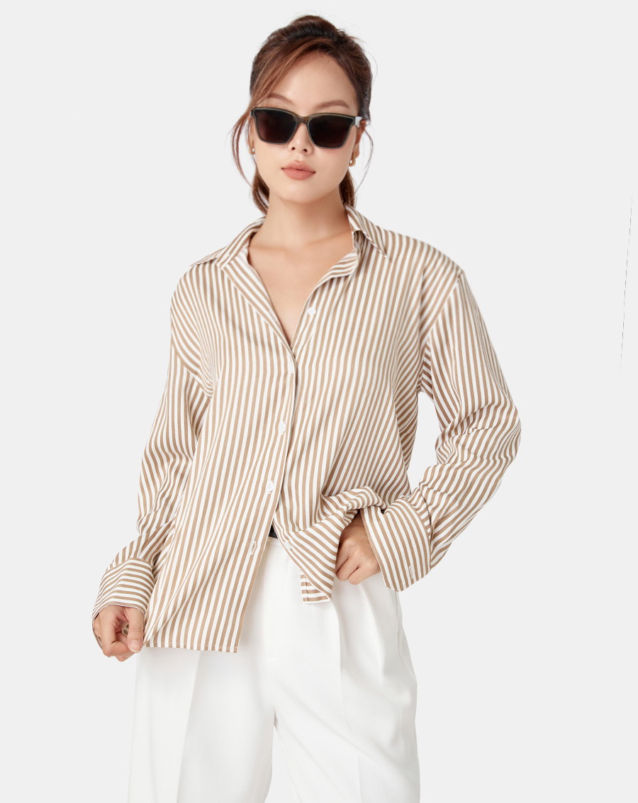 Áo sơ mi lụa sọc - Image 2
