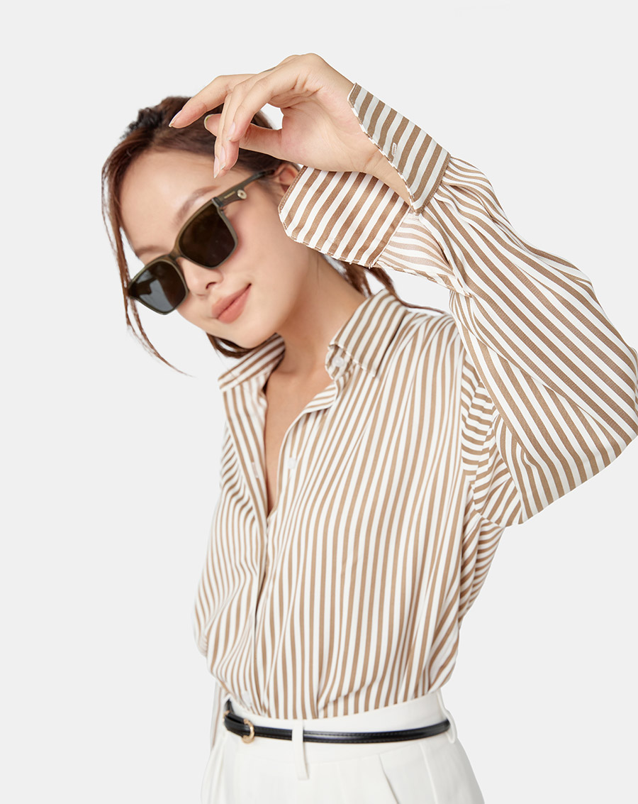 Áo sơ mi lụa sọc - Image 3