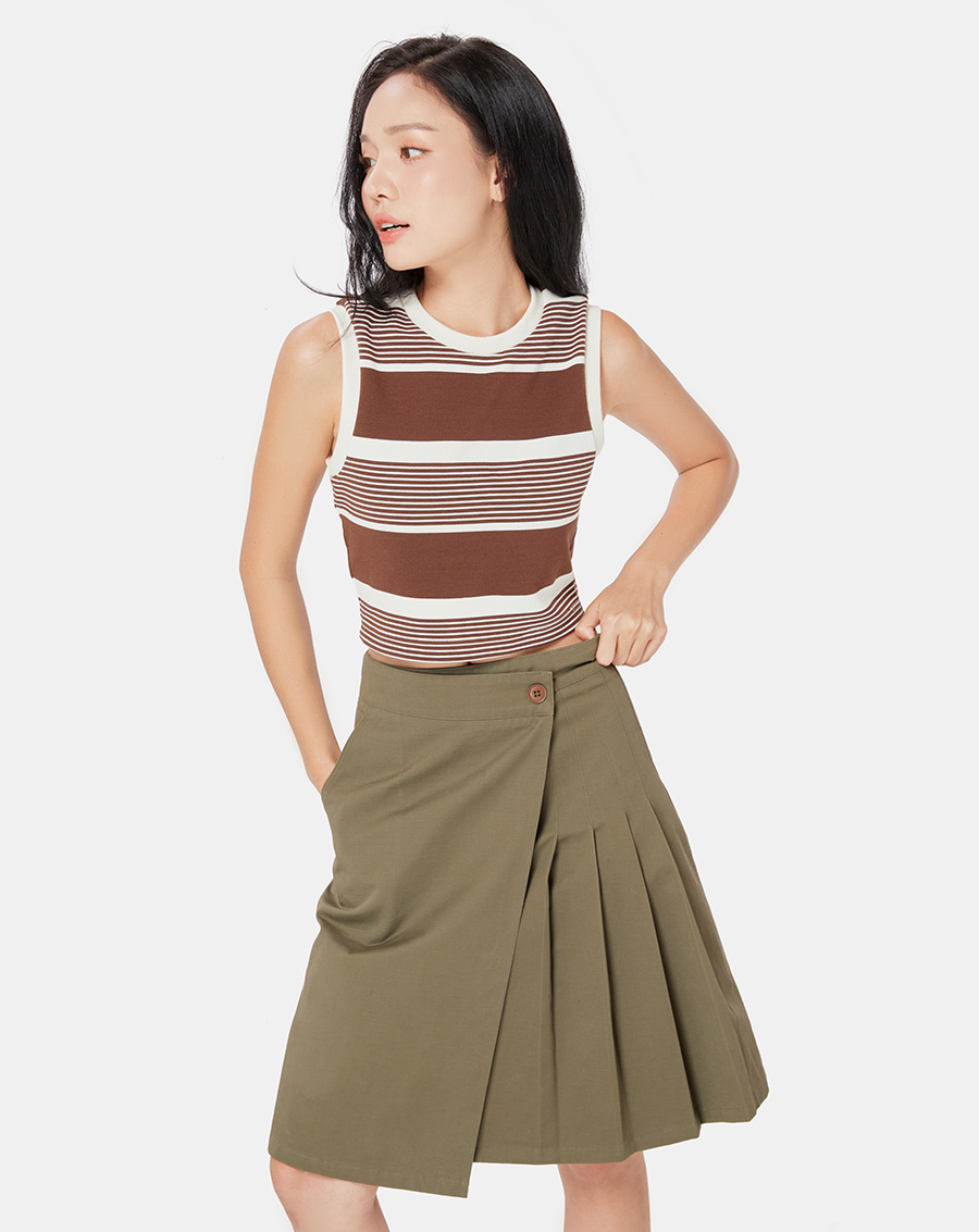Áo Thun Sọc Form Ngắn Sát Nách - Image 1