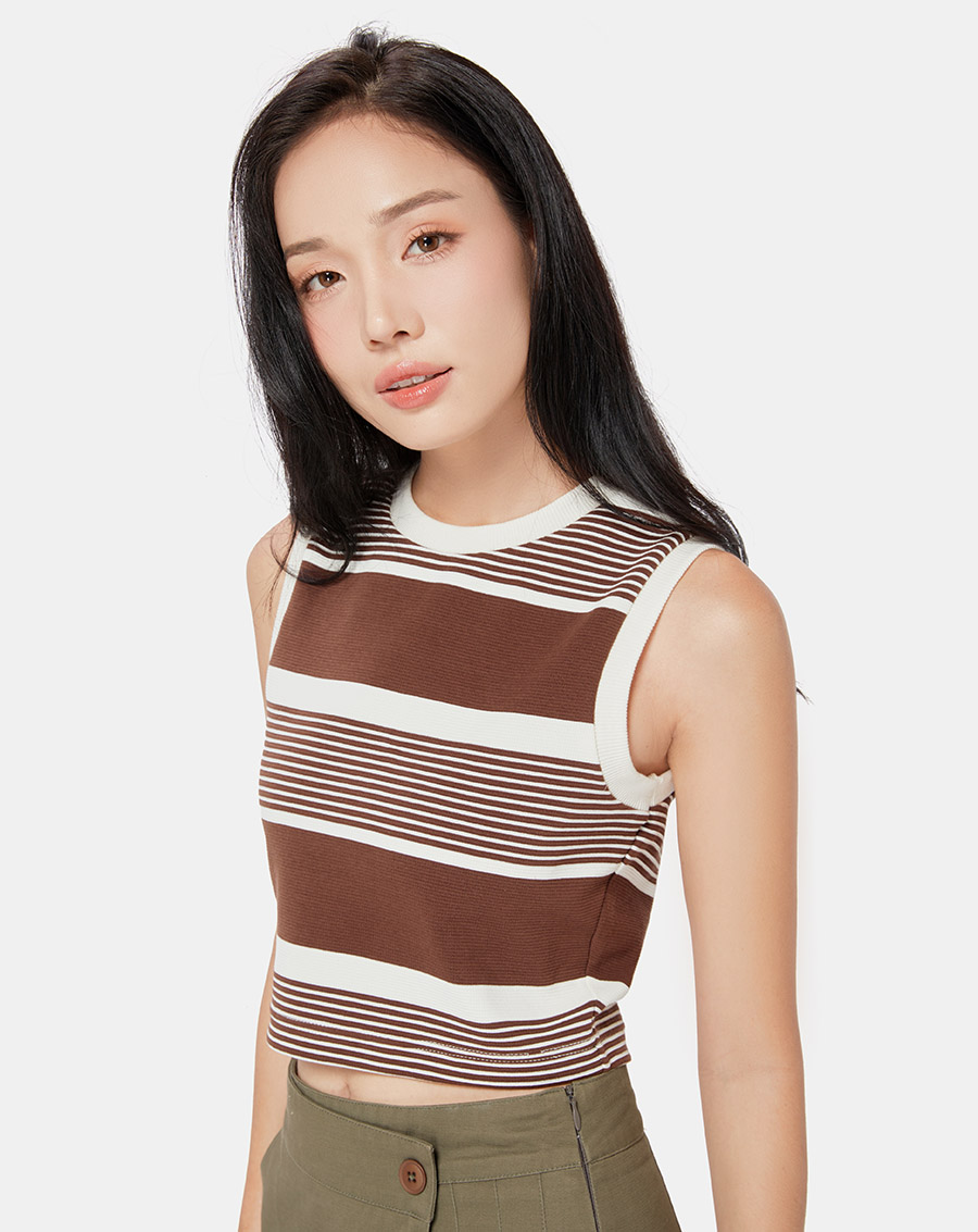 Áo Thun Sọc Form Ngắn Sát Nách - Image 3