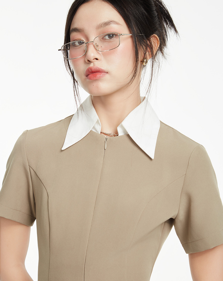 Đầm Mini phối cổ sơmi - Image 4