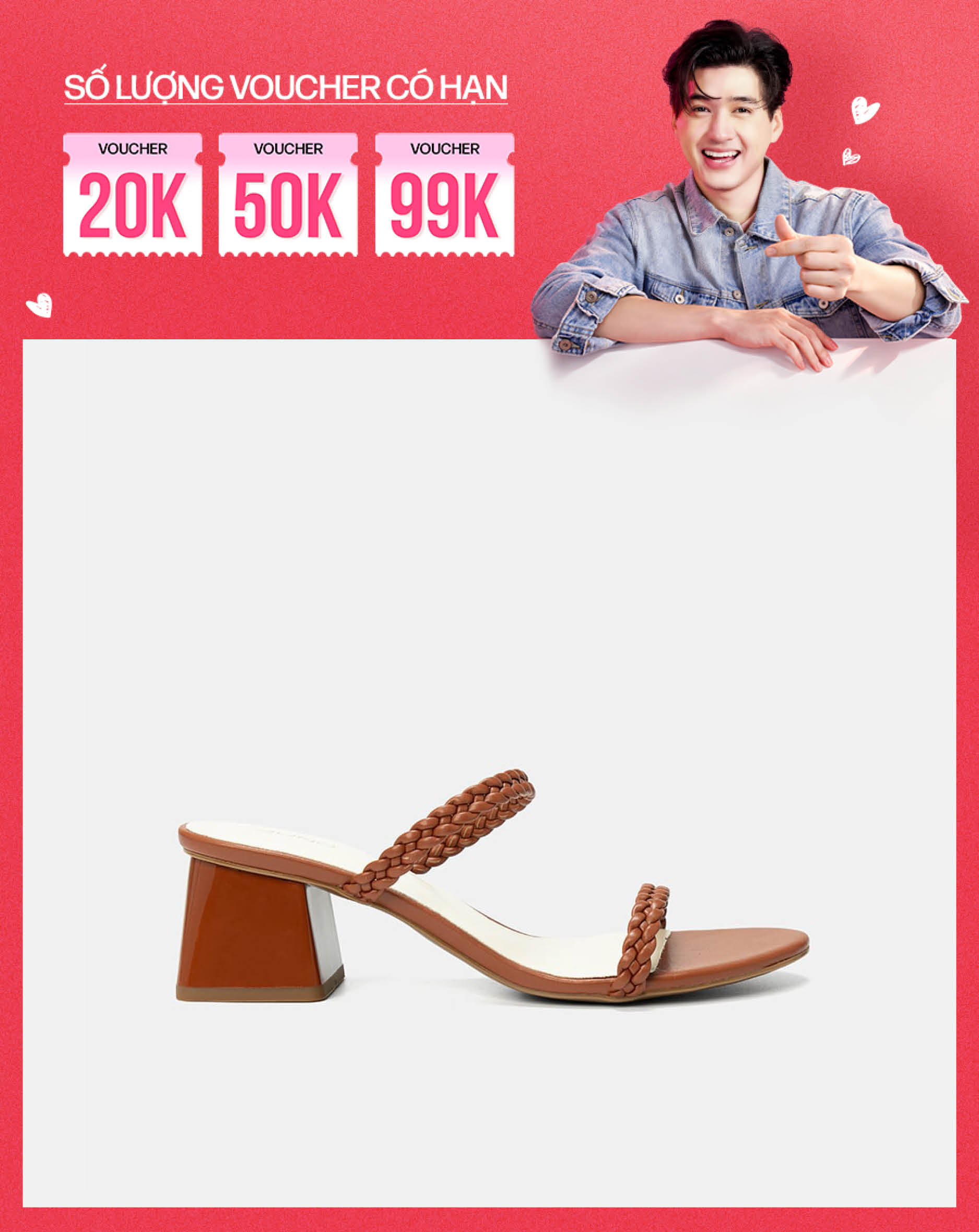 Giày Sandal Gót Vuông Quai Thắt