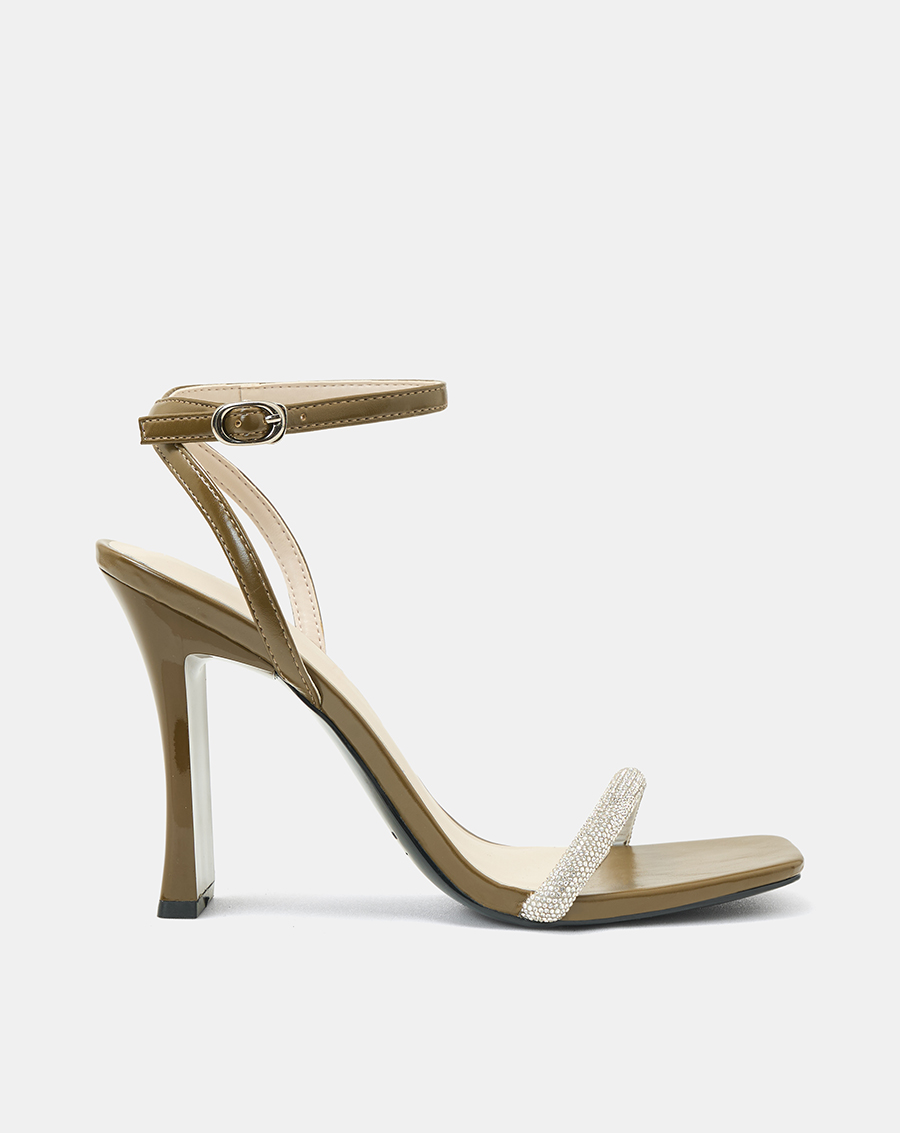 Giày Sandal Gót Thanh Phối Dây Kim Tuyến - Image 1