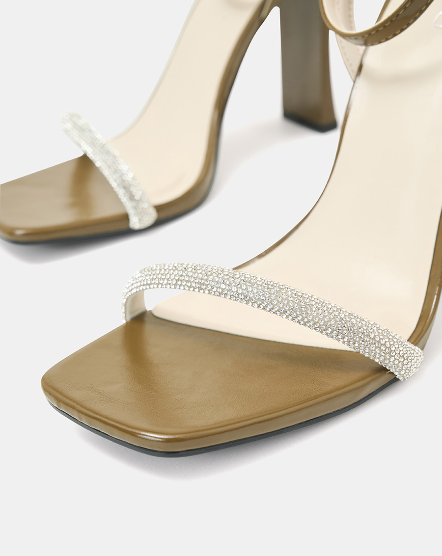 Giày Sandal Gót Thanh Phối Dây Kim Tuyến - Image 4