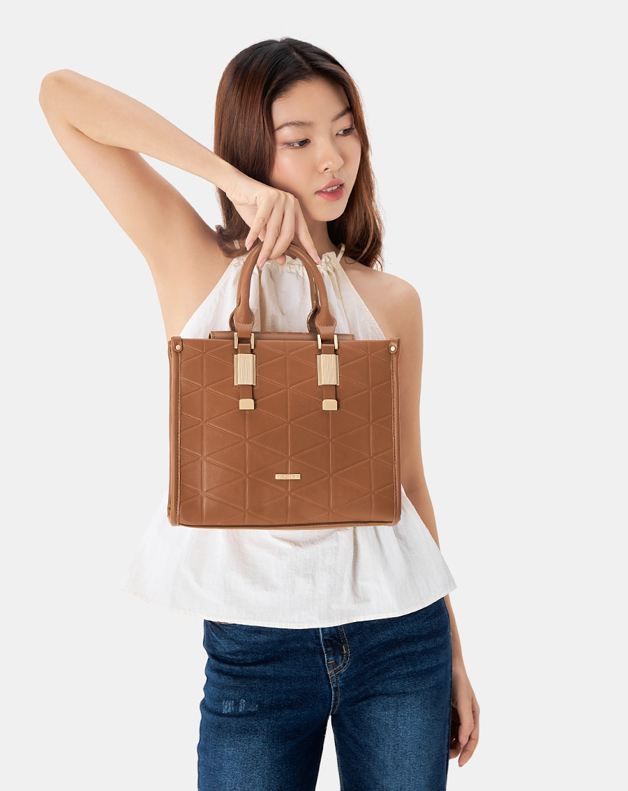 Túi Xách Trung Tote Dập Hoạ Tiết Trang Trí - Image 2