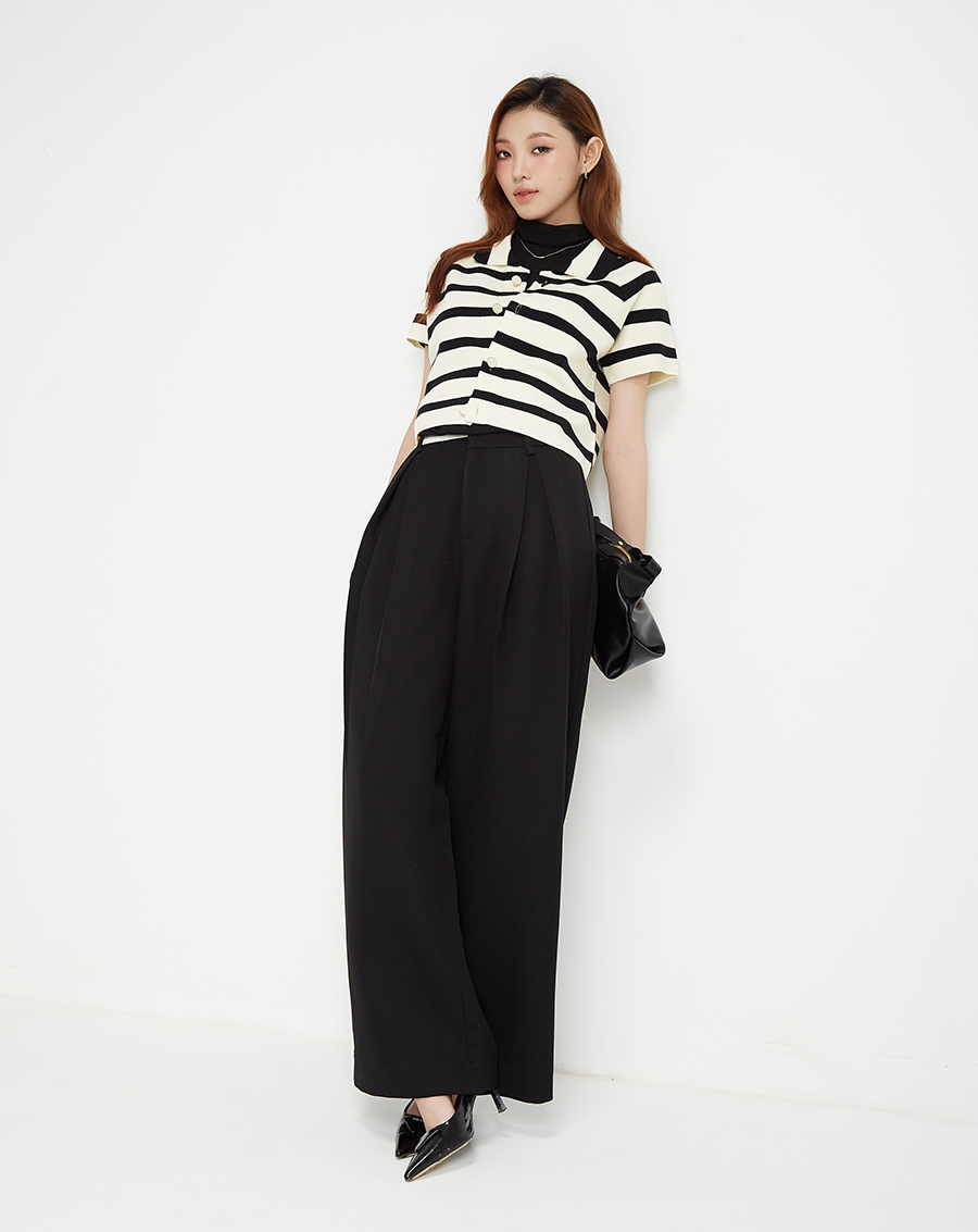 Áo dệt sọc form sơmi boxy tay ngắn - Image 4