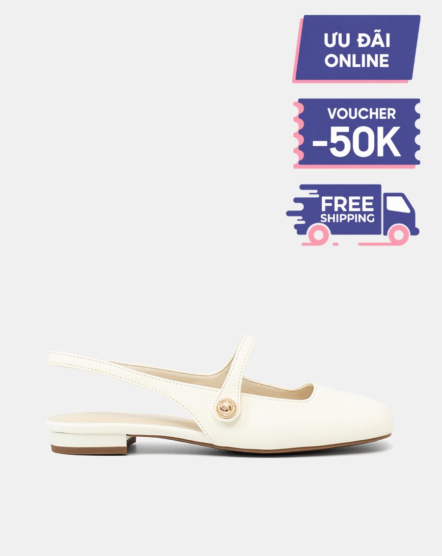 Giày Búp Bê Slingback Mũi Tròn