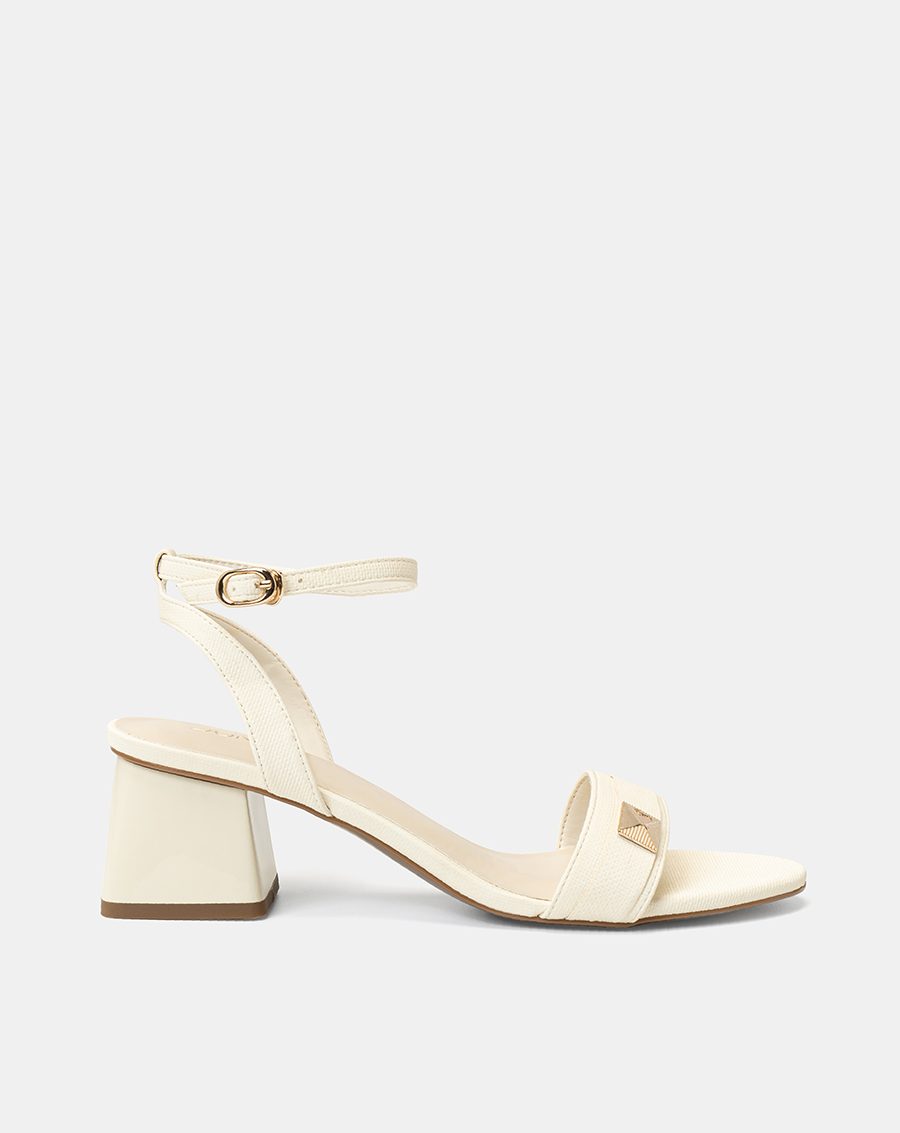 Giày Sandal Gót Vuông Phối Khóa Trang Trí