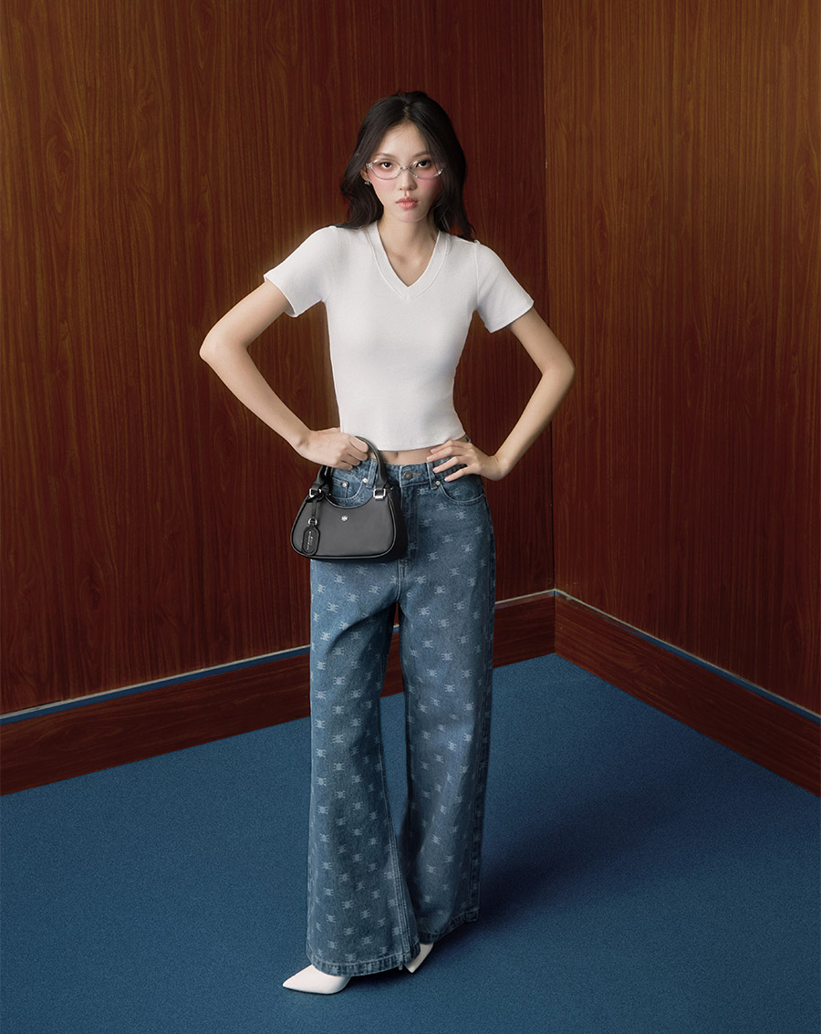 Áo thun ôm basic cổ V - Image 2