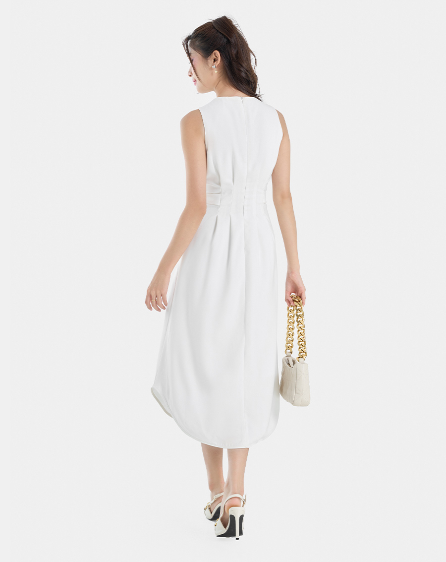 Đầm midi sát nách xếp ly - Image 6
