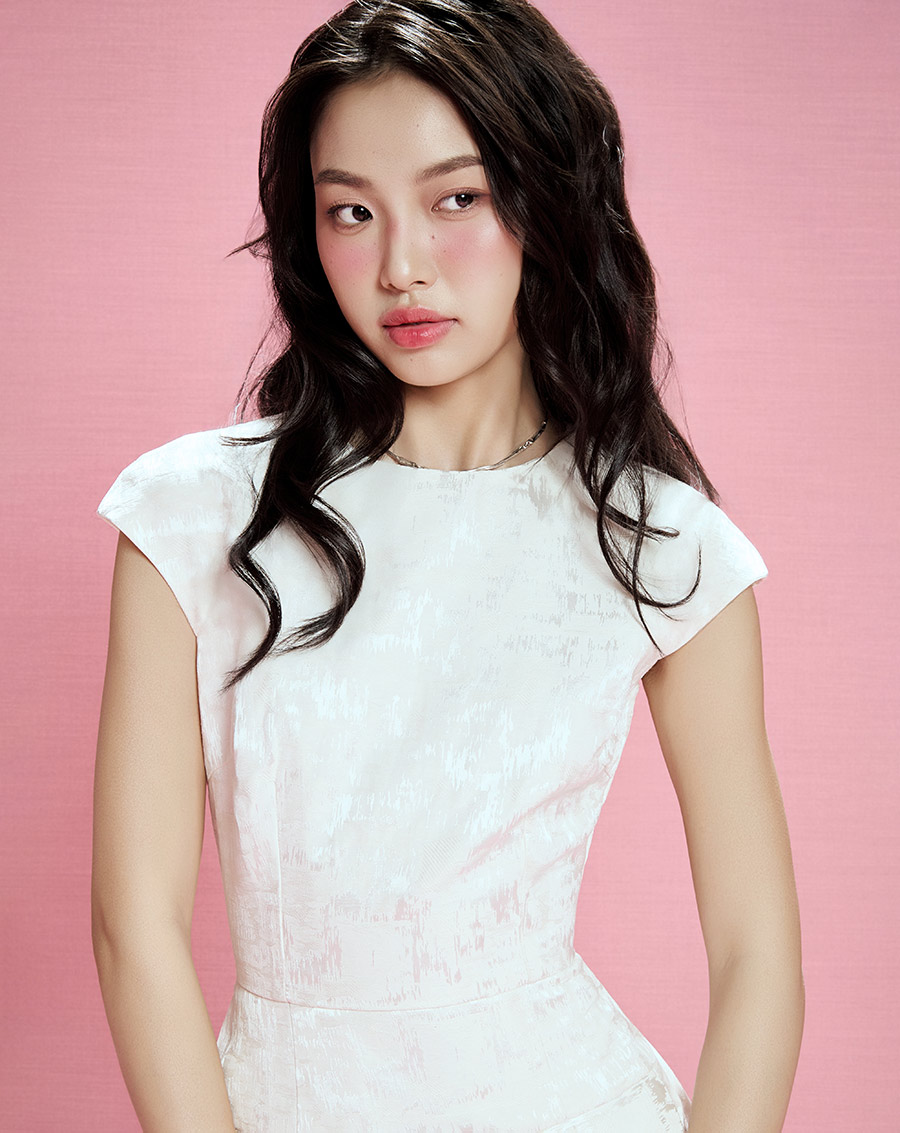 Đầm mini tay con vải gấm sơn mài - Image 2