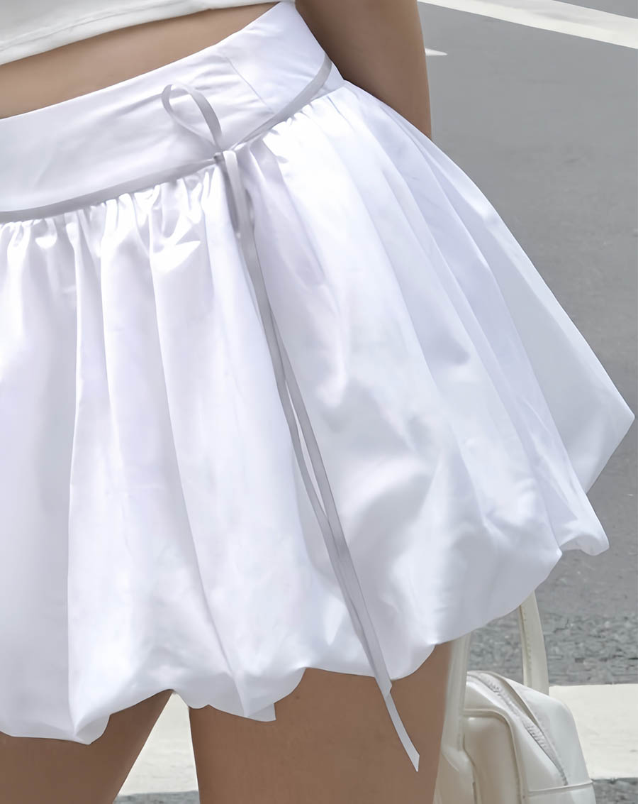 Chân váy ngắn tùng bí thắt nơ - Image 3