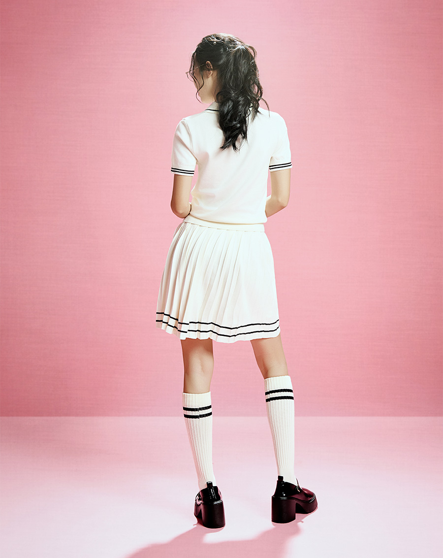 Chân váy mini dệt kim xếp ly - Image 4