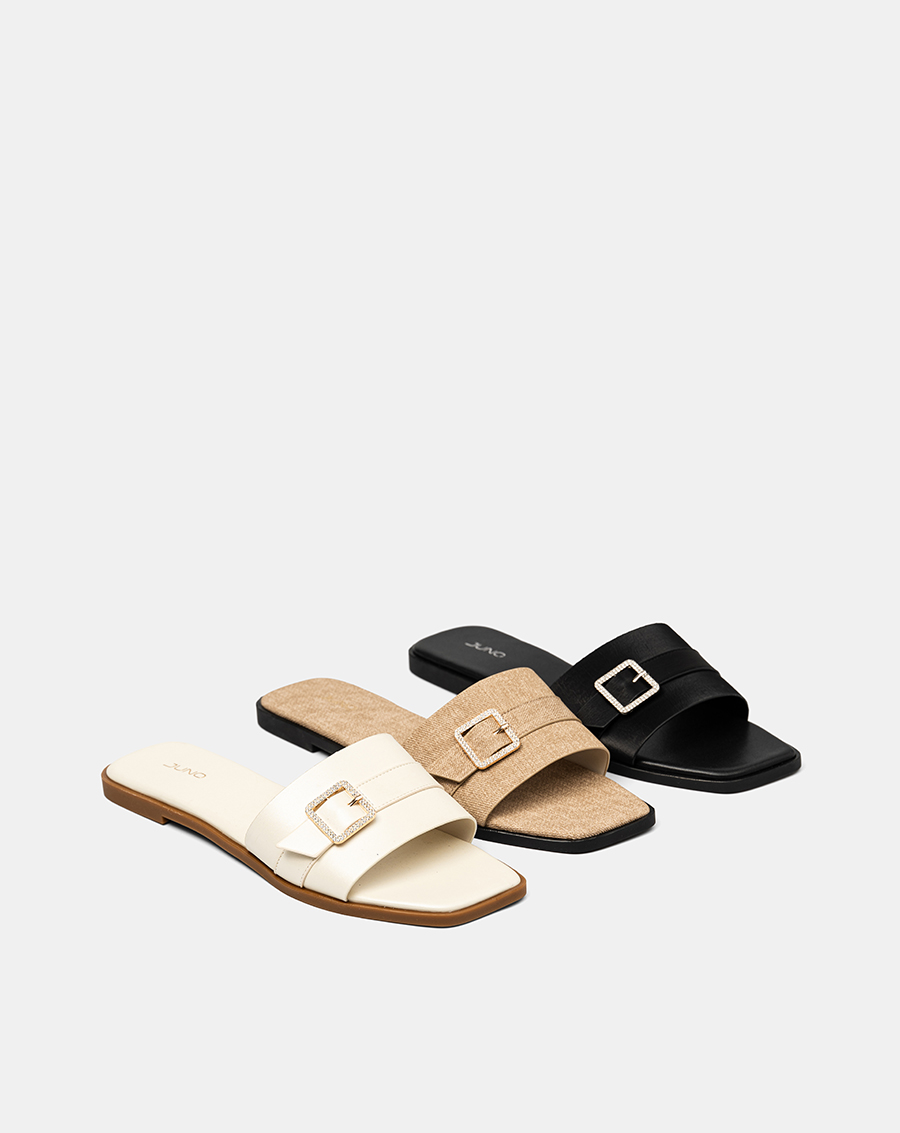 Giày Sandal Phối Quai Buckle Đính Đá - Image 2