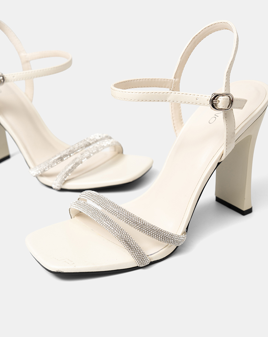 Giày Sandal Cao Gót Phối Hai Quai Đá Trang Trí - Image 2
