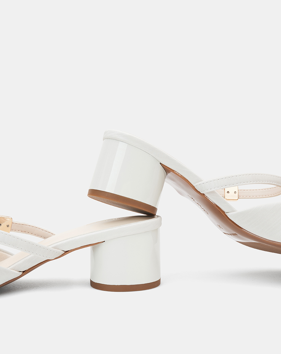 Giày Cao Gót Sục Gót Trụ Thấp Phối Quai Ngang - Image 5